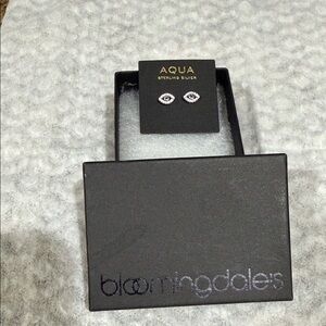 Aqua Sterling Silver Evil Eye Earrings